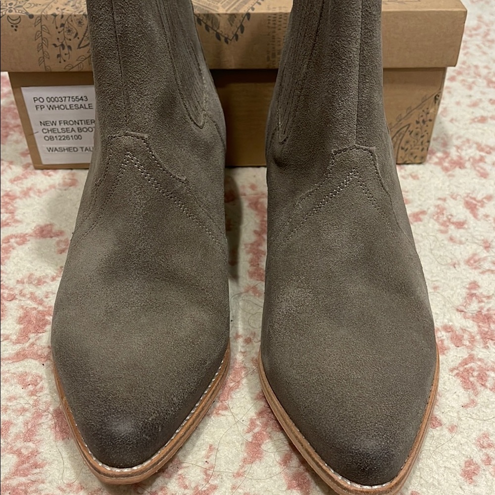 Free People Gray Suede Chelsea Ankle Booties - Picture 6 of 16
